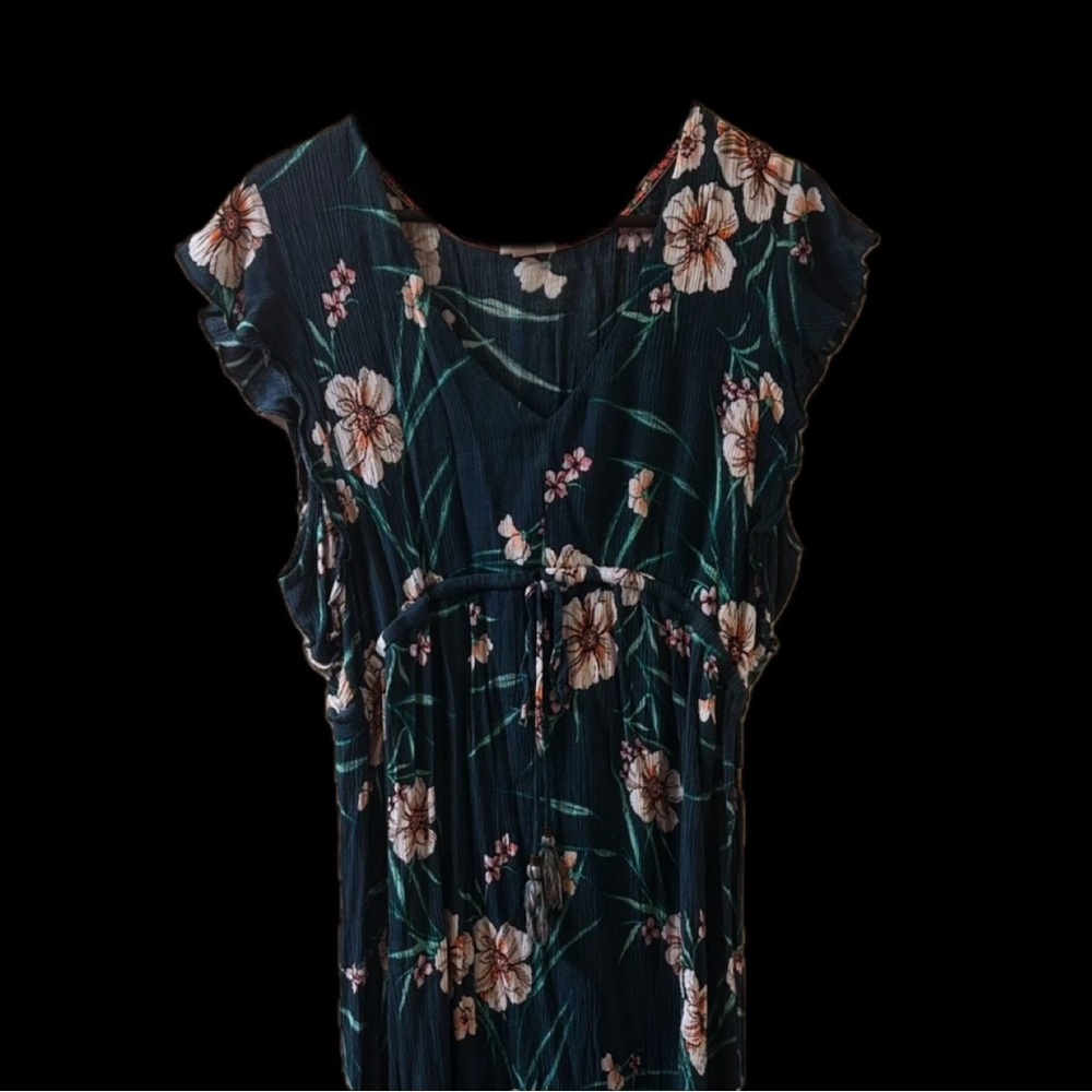 Teal Floral Midi Dress